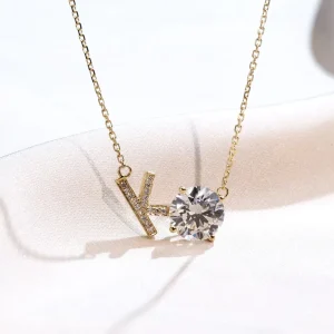 Customized MSN 917 Fashion Style Pendant Necklace 10k Yellow Gold 3ct E VVS2 Round Cut Lab Grown Diamond Necklace