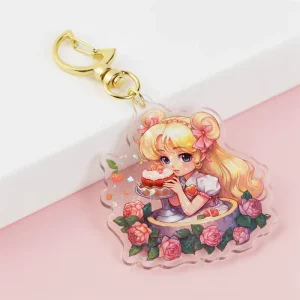 Customized Micro Labeled Transparent Acrylic Keychain Custom Creative Printing Gradient Background Color Keychain Epoxy Resin