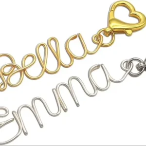 Customized Name Personalized Stainless Steel Fashion Cartoon Heart shaped Lightweight Waterproof Keychain Diaper Bag Charm