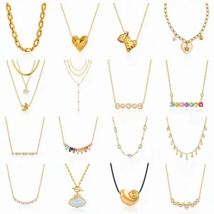 Customized Necklace Stainless Steel 18K Gold Plated Layered Chain Heart Shell Zircon Pendant Necklaces Women Fashion Jewelry