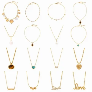 Customized Necklace Stainless Steel Women 18K Gold Plated Natural Tiger Eye Turquoise Baroque Pearl Pendant Necklace Jewelry