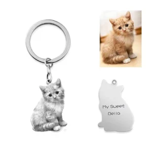 Customized Pet Figure Photo Necklace Key Chain Dog Titanium Steel Jewelry Stainless Steel Keychain