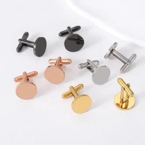 Customized Set Stainless Steel Titanium Steel Mirror Circular Cufflinks French Men’s Business Gift Laser Engraved Blank Material