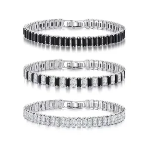 Customized Stainless Steel White Blue Black Zircon Tennis Chain Bracelet Fashion Jewelry Unisex Design