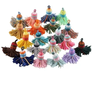 Customized Starry Sky Gradient Short Cotton Thread Mini Tassel DIY Handmade Keychain Bag Pendant Accessories Materials