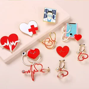 Customized Stethoscope Enamel Pin Metal Logo Badges Brooch Pin Custom Hard and Soft Lapel Pins for Nurse Doctor