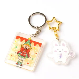 Customized Transparent Colored Acrylic Anime Keychain High Quality Waterproof Fashionable with Name Brand