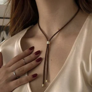 Customized Trendy Women’s Ingenious Brass Chain Minimal Pendant Slider Modern Fashion Jewelry Gold Plated Adjustable