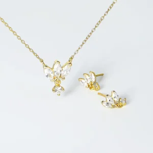 Customized Trendy Women’s Jewelry 925 Silver 18K Gold Plated Certified Moissanite Crown Shaped Pendant Necklace Earring Jewelry