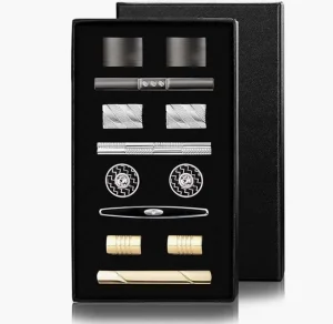 Customized Waterproof Jewelry Fashion Blank Shirt Cufflink and Tie Clip Gift Box Personalised Cufflinks for Men Luxury Set