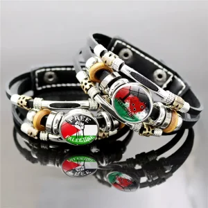 Customized logo Fashion Jewelry Palestine Flag Charm Chain Bracelet Palestinian Map Bracelet