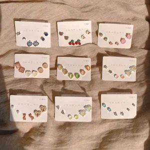 Cute 925 Silver Earrings Fashionable Jewelry Colorful Earrings Set Sweet Earrings Sets Jewelry for Women