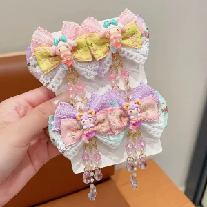 Cute Alloy Hair Accessories for Girls Sweet Bowknot Hairpin for Daily or Party for Hair Decoration Fabric Material