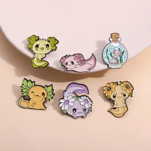 Cute Axolotl Colorful Brooch Alloy Badge Children Party Gift for Backpack Pin
