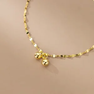 Cute Bell Shape Gold Plated 925 Sterling Silver Anklets Fashion Jewelry for Women