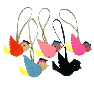 Cute Bird Leather Bag Charm Pendant Colorful PU Leather Bird Keychain Handbag Accessories Fashion Animal Car Keyring Gift