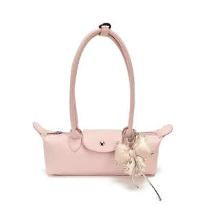 Cute Bow Pearl Pendant Shoulder Bag Mini Y2K Small Underarm Bag Elegant Solid Color Handbag for Women Daily Dating