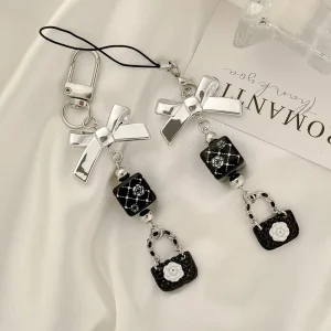 Cute Bow Tie Keychain Miniature Bag Key Chains Accessory Fashion Car Key Mobile Phone Chain Pendant Decoration Jewelry