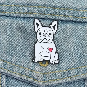 Cute Bulldog Enamel Pins Cartoon Dog Brooches Animal Lapel Badge for Clothes Backpack Jewelry Gift