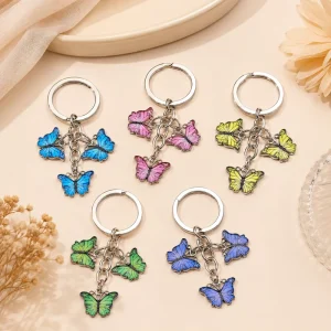 Cute Butterfly Enamel Keychain Zinc Alloy Animal Pendant Keyring for Girls Bag Charm Personalized Gift Souvenir