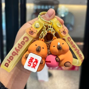 Cute Capybara Animal Shape Carabiner Keychain Pendant PVC Lightweight Hard Wearing Fashion Trend Couple Keyring Claw Machine