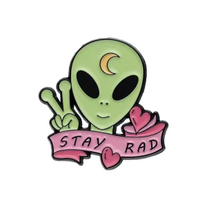 Cute Cartoon Alien shaped Brooch Unique and Creative Space Series Metal Badge Fun Pin Accessory