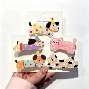Cute Cartoon Animal Acrylic Plastic Fashionable Colorful Hair Barrettes Korean Duckbill Clips 6.5cm for Girls Women