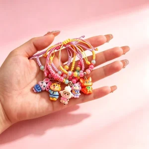 Cute Cartoon Animal Character Beaded Bracelet 5 Styles Adjustable Colorful Braided Rope Handmade Kawaii Kids Girls Fashion