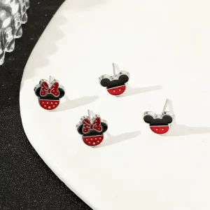 Cute Cartoon Animal Stud Earring Jewelry Kawaii Bling Diamond Minnie Mickey Mouse Earrings for Girls Women