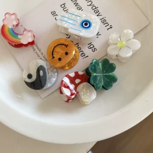 Cute Cartoon Children’s Mini Claw Clips Crystal Girls’ Bangs Clips Sweet Handmade Hair Accessories