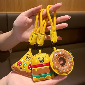 Cute Cartoon Food Keychain Pizza Hamburger Donut Bag Charm