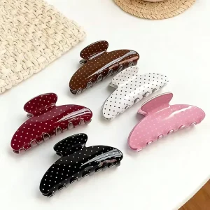 Cute Cartoon Hair Clips Korean Elegant Polka Dot Shark Hair Claw Ponytails No Slip Hair Clamp