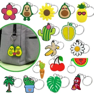 Cute Cartoon Keychains Key Rings for Bag PVC Silicone Durable Pendant Party Favors Charms Carabiners Promotional