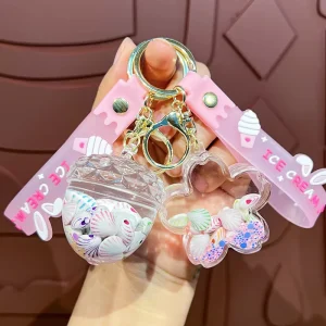 Cute Cartoon PVC Carabiner Liquid and Colored Floating Oil Keychains Light Weight Digital Printing Business Gift