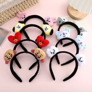 Cute Cartoon Plush Headband for Girls Hair Hoop with Rabbit Bear Heart Animal Ears Soft Fluffy Hair Accessories for Kids Party
