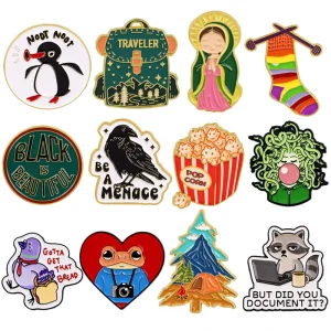 Cute Cartoon Popcorn Brooch Lapel Pins Plated Metal Soft Enamel