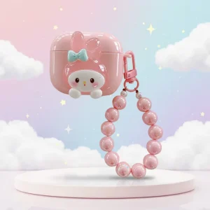 Cute Cartoon TPU Eco-Friendly Shockproof Headphone Case for Airpods 1 2 3 4 Pro 2 3 with Bead Bracelet Rabbit Frog Puppy