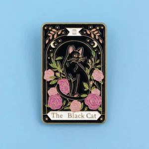 Cute Cartoon Tarot Card Flower Black for Brooch Pin Metal Badge Chinese New Year Casting Bag Clothing Accessories