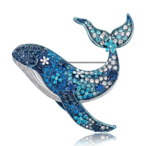 Cute Cartoon Whale Brooch Alloy Rhinestone Marine Animal Lapel Pin Fashion Clothing Accessories Women Jewelry Brooches