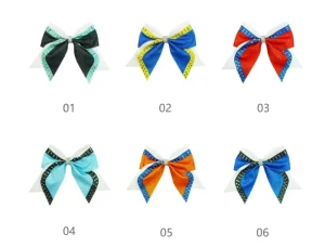 Cute Cheerleader Bow Hair Clips with Leather & Glitter Rhinestones for Girls Long Tail Barrettes for Dance & Party Performances