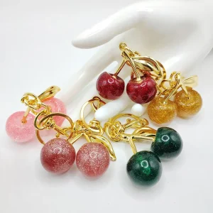Cute Cherry Alloy Metal Bag Charm Chains Vintage Cartoon Coin Holder Keychain Charm for Bags