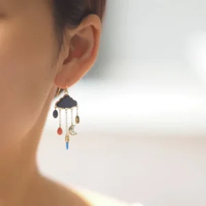 Cute Cloud Tassel Star Moon Drop Dangle Earrings for Women Sweet Lapis Lazuli Vintage Charming Jewelry Gifts