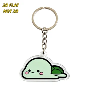 Cute Cloud Turtle Acrylic Keychain Pastel Green Blob with Shell & Pink Cheeks Clear Double Sided Charm
