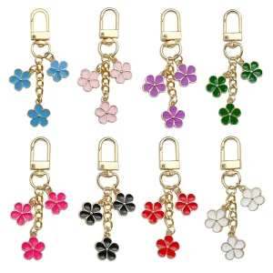 Cute Colorful Alloy Flower Keychains with UV Printing Lightweight Metal Key Rings for Promotion Gifts Bags Pendants Accessories