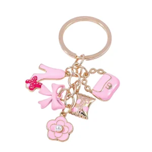 Cute Compact Pink Bag Heart Shaped Oil Drop Keychain Mini Decorative Accessory or Gift for Cosmetics