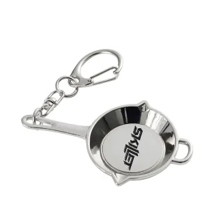 Cute Custom Engraving Logo 3d Metal Silver Pan Keychain