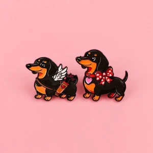 Cute Dachshund Enamel Pin Brooch for Clothes Bags Valentine Gift Fashion Jewelry