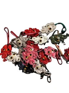 Cute Devil Shaped Bag Charms Genuine Crocodile Leather Multicolor Keychain Pendant Handmade Fashion Gift Women Model
