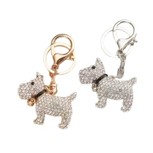 Cute Diamond Encrusted Alloy Bell Dog Carabiner Keychain Zodiac Design Women’s Bag Accessory New Year Gift