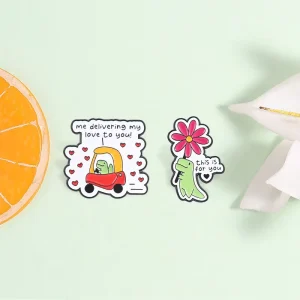 Cute Dinosaur Delivering Love Enamel Pin Set Brooch For Backpack Decor